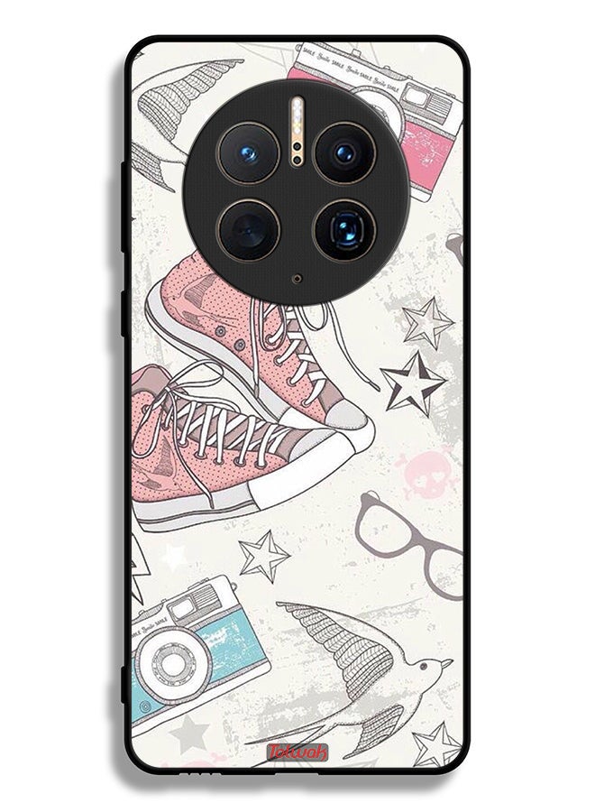 Tolwak Huawei Mate 50 Pro Protective Case Cover Canva Shoes And Camera Art - Image 2