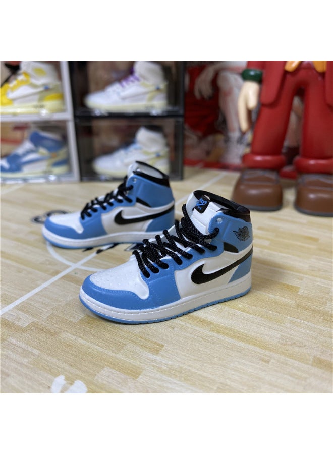 1/6 Mini Sneakers Model Aj1 Creative Cute Basketball Shoes Keychain Car Bag Jewelry Aj Keychain-Color:1 College Blue (a Pair Of Nude Shoes)  - Image 1
