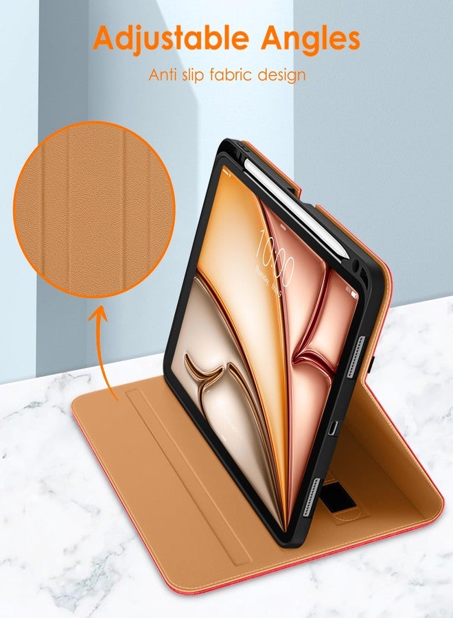 دتو جراب DTTO لجهاز iPad Air مقاس 11 بوصة M3/M2 (2025/2024)، جراب iPad Air من الجيل الخامس/الرابع (2022/2020)، غطاء فاخر من الجلد للأعمال مع حامل قلم، أحمر - Image 3