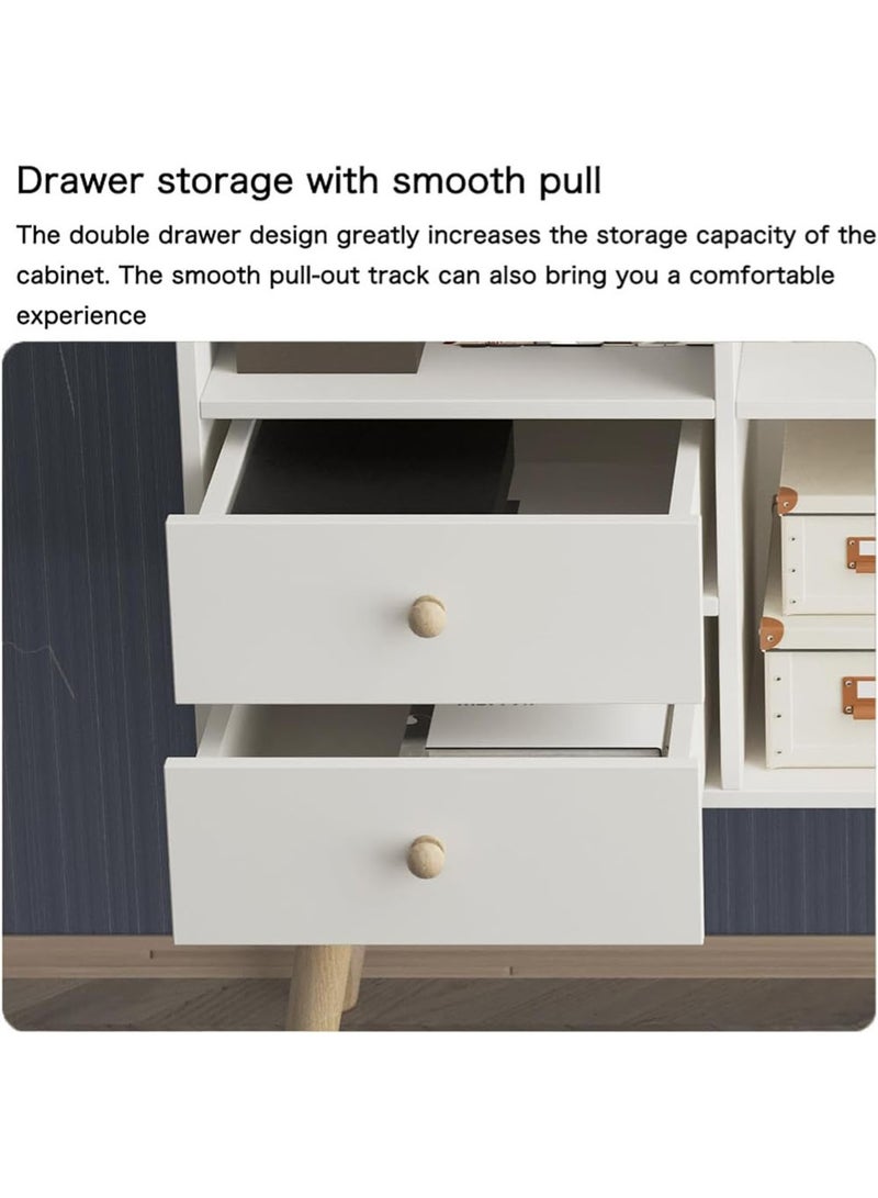 إيه جي دي ركن القهوة مع مساحة تخزين، خزانة للتخزين وبوفيه جانبي بتصميم عصري مزود بدرج مع مقسم مساحة قابل للإزالة، طاولة مركزية مزخرفة للمنزل، بمقاس 100 × 35 × 90 سم، خشب، بلون ابيض - Image 4