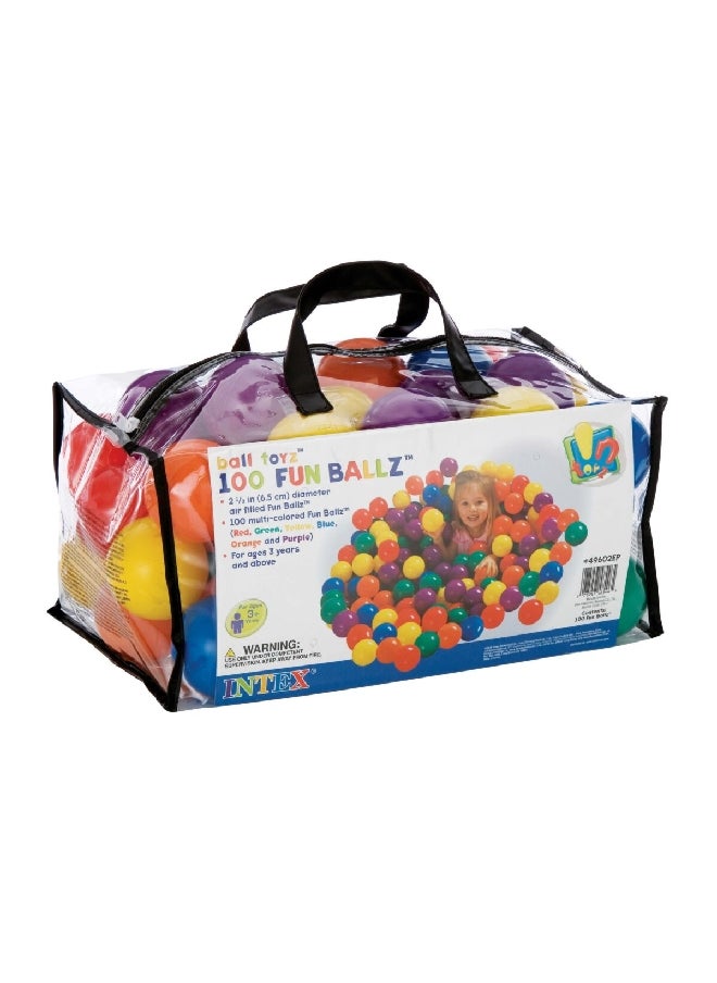 INTEX 100-Piece Small Fun Balls with Bag Multicolour  25.4 x 46 x 30.4 cm 49602  - Image 1