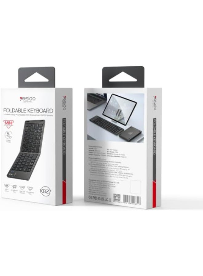 Yesido Ultra-Slim Foldable Bluetooth Keyboard – Dual Language (English + Arabic), Compatible with macOS, Windows, iOS – Portable Mini Wireless Keyboard for Tablet, Laptop & Phone - Image 2