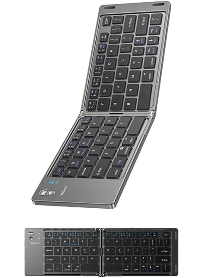 Yesido Ultra-Slim Foldable Bluetooth Keyboard – Dual Language (English + Arabic), Compatible with macOS, Windows, iOS – Portable Mini Wireless Keyboard for Tablet, Laptop & Phone - Image 1