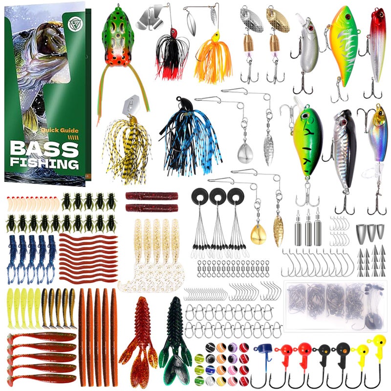 FONMANG 322-Piece Fishing Lures Kit - Buzz Bait/Spinner Baits/Jig/Frog, Fishing Tackle Box with Tackle Included, Soft Bait/Hooks/Weights, 2024 Fishing Gear Lure Kit Gift for Men Freshwater Bass Trout - Image 1