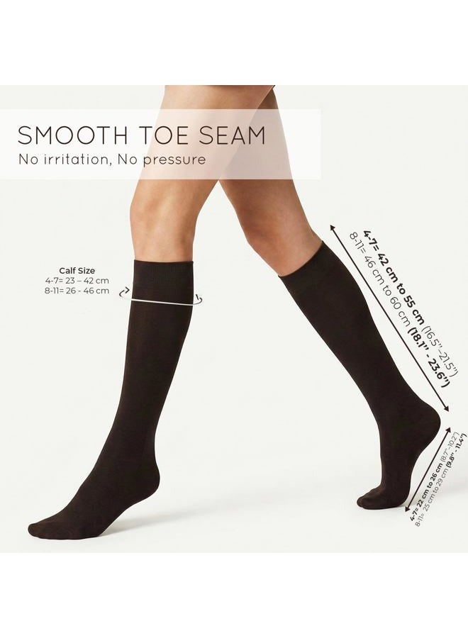 Mysocks Unisex Knee High Long Socks Brown,4-7 - Image 2