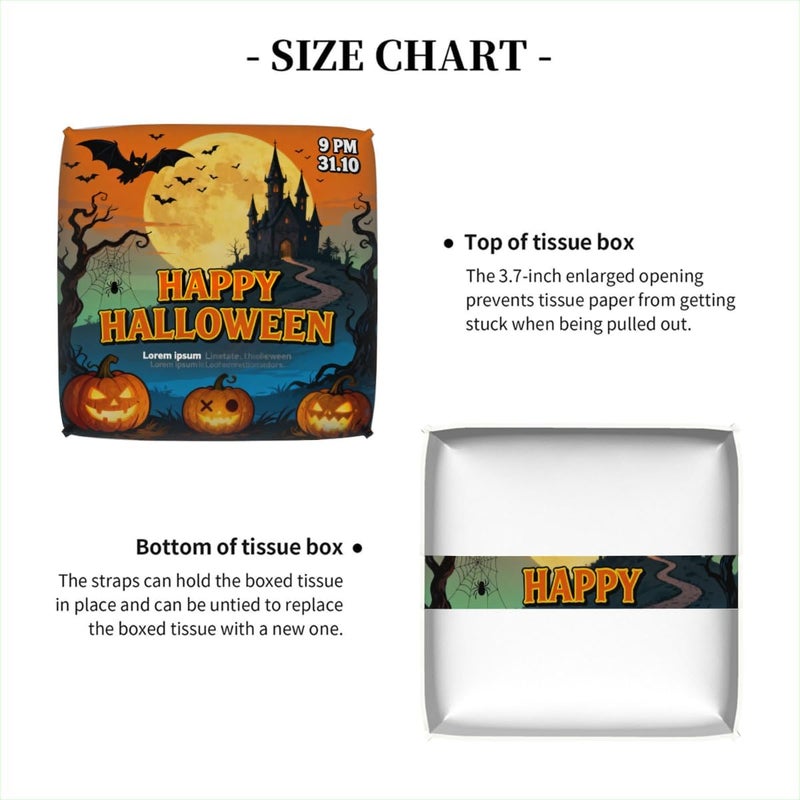 Halloween Castle Halloween Pumpkin PU Leather Square Tissue Box Cover - Colorful Decorative Holder for Car, Bathroom, Bedroom & Desk - Image 5