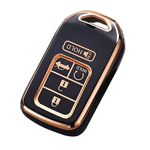 Cacacar for 2016-2022 Honda Key Fob Cover, Premium Soft TPU Full Protection Key Fob Case for Accord Civic CRV Pilot Ridgeline Passport Smart Remote Protector (Size B-Black) - Image 1