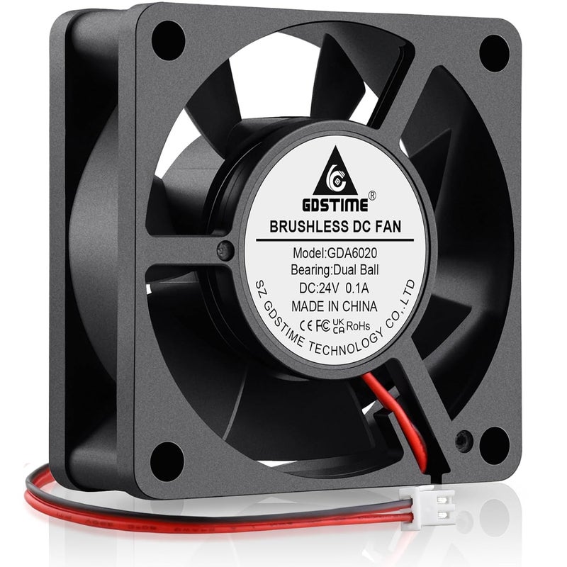 GDSTIME 60mm x 20mm 24V DC Computer Case Brushless Cooling Fan 2 Pin Dual Ball Bearings for Ender 3 Pro 3D Printer Smart Battery Charger Power Supply Storage Devices - Image 1