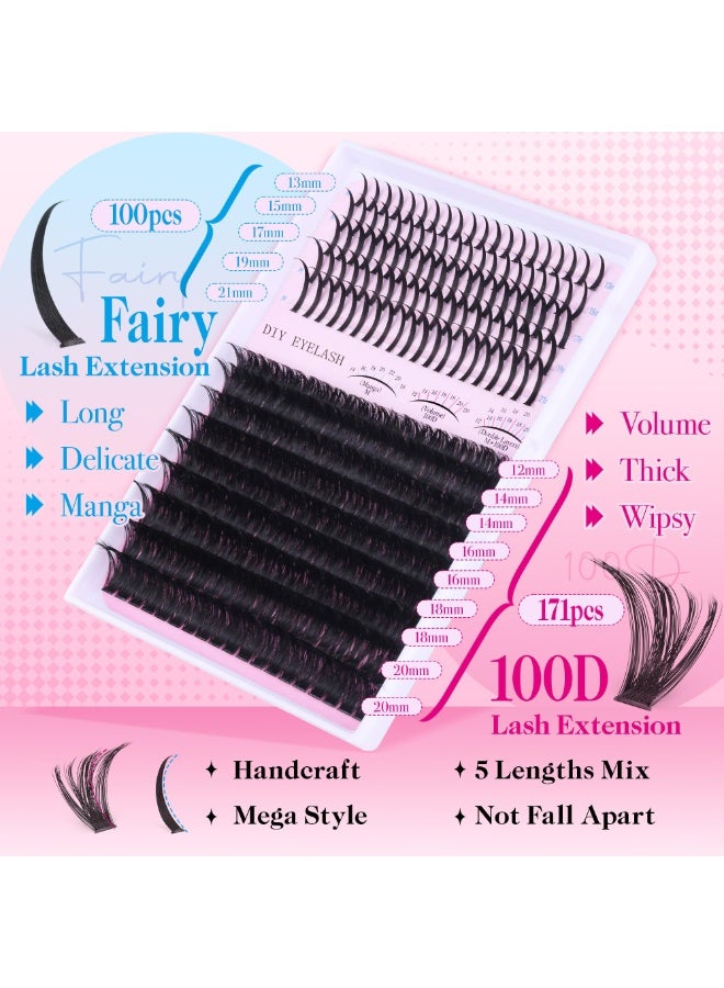 Beautybox Lash Clusters 100D Long 12-20mm Lash Spikes Eyelash Clusters Volume Individual Lashes DIY Spiky Lash Extension Mega Cluster Eyelash Extensions Mink Strips Lashes Thick - Image 4