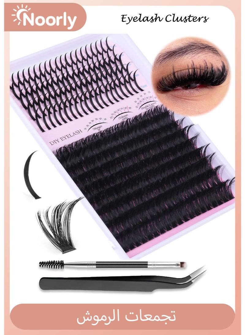 Noorly Lash Clusters 100D Long 12-20mm Lash Spikes Eyelash Clusters Volume Individual Lashes DIY Spiky Lash Extension Mega Cluster Eyelash Extensions Mink Strips Lashes Thick - Image 1