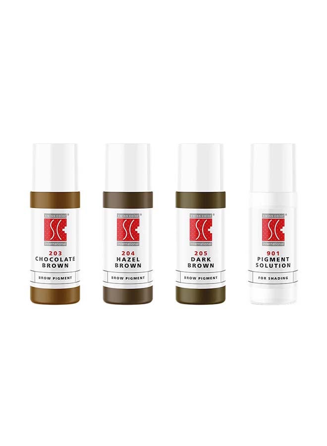 swiss color مجموعة الحواجب Anniversary Selection 3 قطع أصباغ + قطعة واحدة من محلول الصبغة Sc200