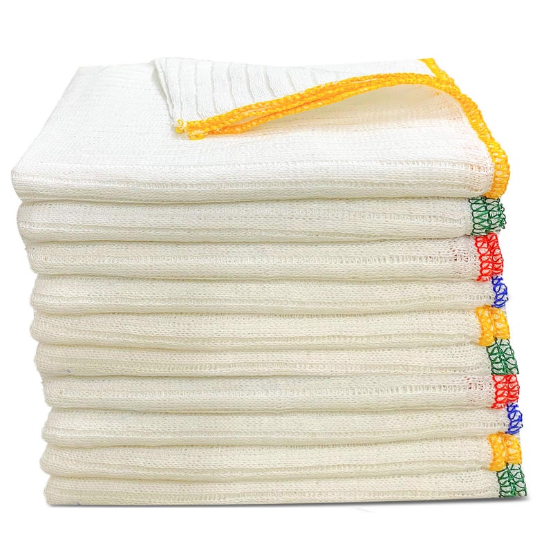 Towelogy Heavy Duty Cotton Dish Cloths Extra Large SUPER ABSORBENT Cleaning Scrubbing Washing Drying Rags Kitchen Tea Towels Colour Coded Dishcloths MACHINE WASHABLE 38x40cm Assorted Pack Of 20