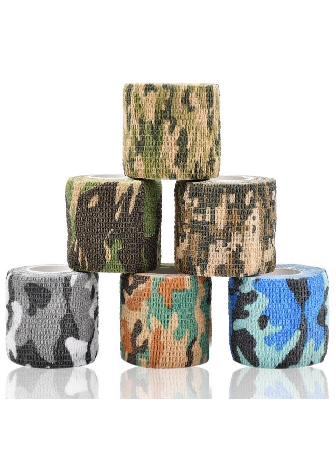 Kreyfer 6 Roll 2 Inch X 5 Yards Camo Pet Vet Wrap For Dogs Cats, Cohesive Bandages In Bulk, Camouflage Non-Woven Self Adhesive Bandages Wrap Roll For Pet Animals Wound Care Ankle Sprains And Swelling  - Image 1