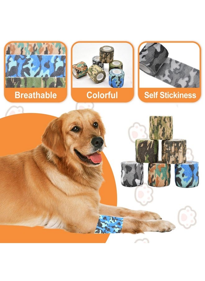 Kreyfer 6 Roll 2 Inch X 5 Yards Camo Pet Vet Wrap For Dogs Cats, Cohesive Bandages In Bulk, Camouflage Non-Woven Self Adhesive Bandages Wrap Roll For Pet Animals Wound Care Ankle Sprains And Swelling  - Image 3