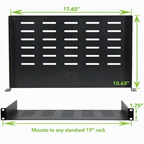 NavePoint Universal Rack Tray Vented Shelves 1U Black 10.5 Inches (270mm deep) No Lip - Image 2