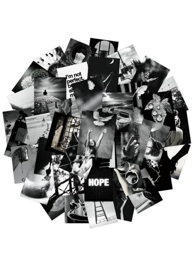 NIBEMINENT 50 Pcs Black And White Healing Deco Kit Waterproof Stickers, High Definition Printing Bright Colors, Suitable for Laptop Skateboard Luggage Water Bottle Guitar DIY - Image 2