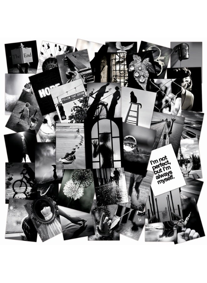 NIBEMINENT 50 Pcs Black And White Healing Deco Kit Waterproof Stickers, High Definition Printing Bright Colors, Suitable for Laptop Skateboard Luggage Water Bottle Guitar DIY - Image 1