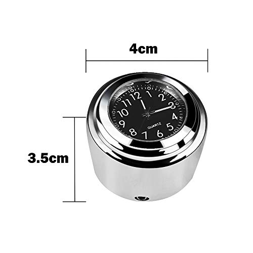 MASO 2pcs 7/8 Inch Motorcycle Handlebar Clock and Thermometer Universal Waterproof Motorcycle Handlebar Clock (Black) - Image 2