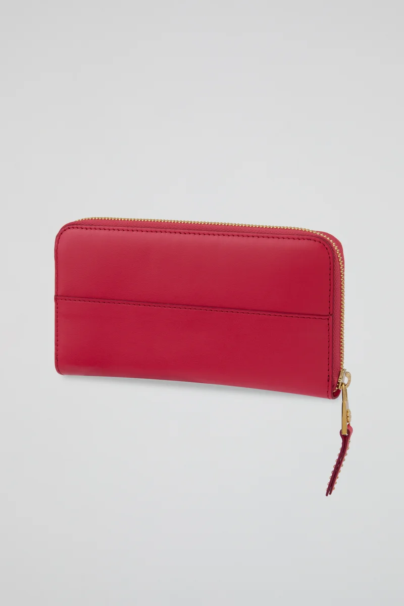 Roberto Cavalli  Roberto Cavalli Red Zip-Around Wallet with Gold-Tone Logo for Women | Best Price UAE