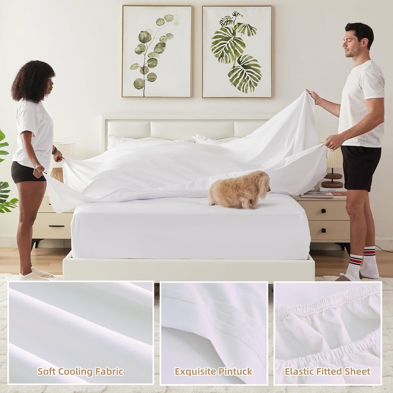 KKN King Sheet Set  6 Piece Breathable & Cooling Sheets  Hotel Luxury Bed Sheets Set  Wrinkle Free & Comfy Sheets Set with Extra Deep Pockets  Secure Fit  Soft & Machine Washable Hotel Bedding - Image 5