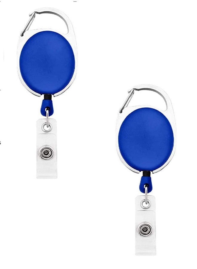 FEDUS 2Pcs ID Badge Card Holder Oval Pulley Retractable Reel Blue - Image 1