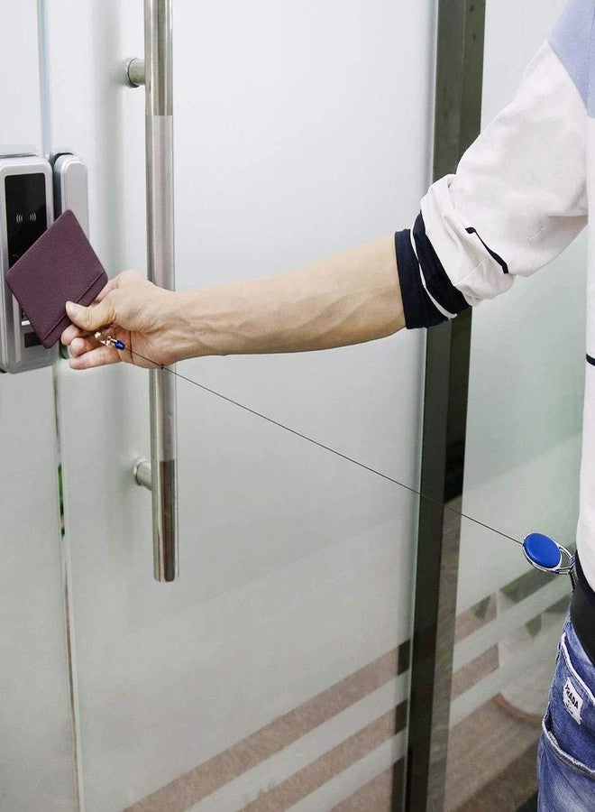 FEDUS 2Pcs ID Badge Card Holder Oval Pulley Retractable Reel Blue - Image 5