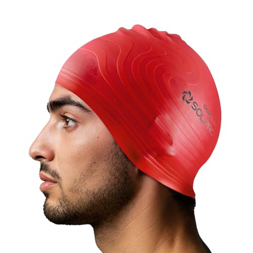 Solpro Coral Bay Unisex Swimming Cap|for Men,Women,Boys,Girls,Athletes,Swimmers|for Training,Competition in Swimming Pool,Water Sport,Beach,Water Park & Activties|One Size Fits All(Red) - Image 1