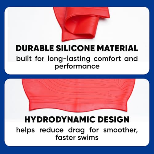 Solpro Coral Bay Unisex Swimming Cap|for Men,Women,Boys,Girls,Athletes,Swimmers|for Training,Competition in Swimming Pool,Water Sport,Beach,Water Park & Activties|One Size Fits All(Red) - Image 4