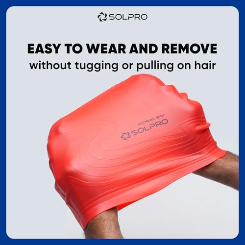 Solpro Coral Bay Unisex Swimming Cap|for Men,Women,Boys,Girls,Athletes,Swimmers|for Training,Competition in Swimming Pool,Water Sport,Beach,Water Park & Activties|One Size Fits All(Red) - Image 5