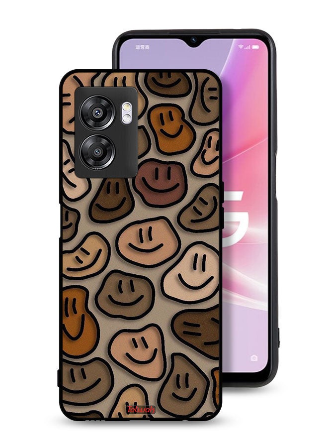 Tolwak Oppo A57 5G Protective Case Cover Smiley Faces Art - Image 1