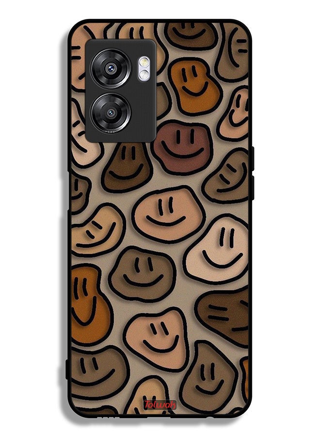 Tolwak Oppo A57 5G Protective Case Cover Smiley Faces Art - Image 2