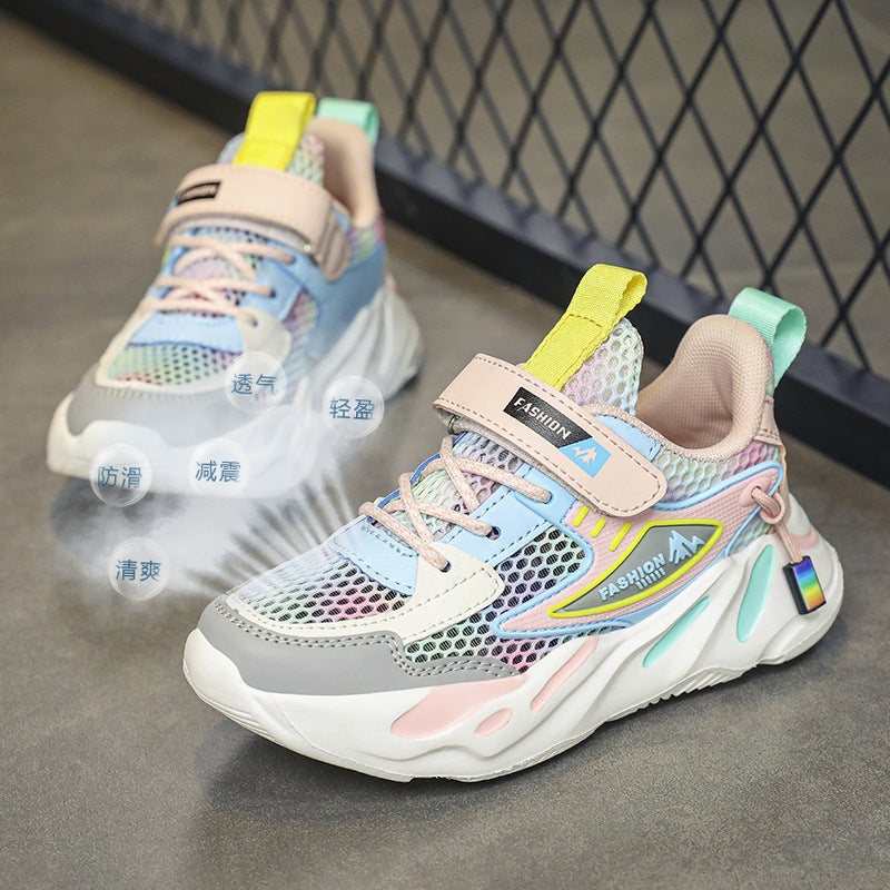 Boys' Trendy Spring And Mesh Breathable Versatile Solid Sole Dad Shoes Single Mesh Children'S Casual Shoes - Image 5