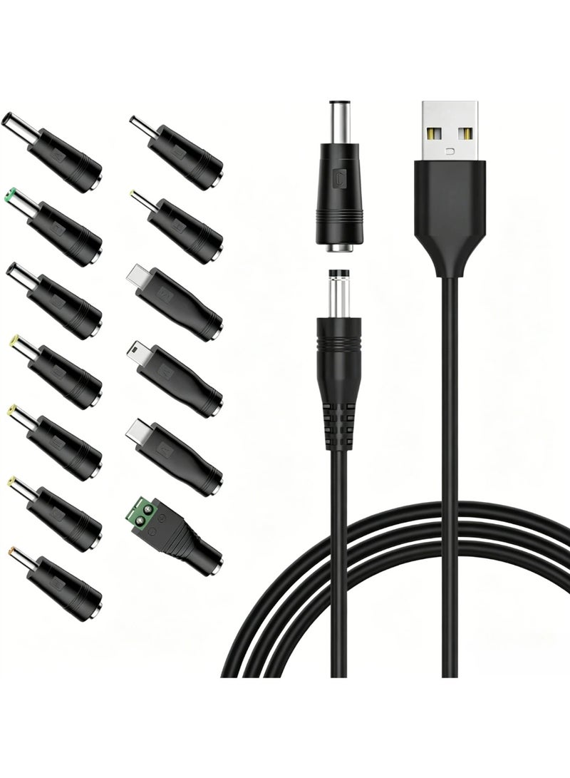 Stars Market 13 in 1 USB to DC 5V Universal DC Power Cable, USB to DC Charging Cord with 13pcs Adapter Plugs for Webcam Router, Power Bank, Toy, Recorder, Bluetooth Speaker, Scanner, DVR, Hard Disk Box, USB-HUB etc. - Image 1