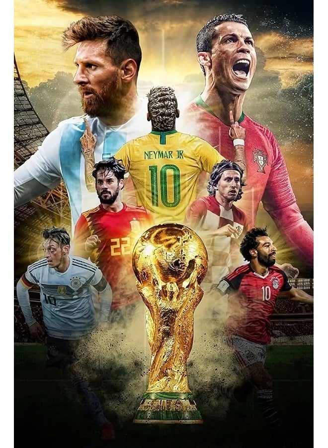Home Trove World Cup Soccer Star Poster, Cristiano Ronaldo And Lionel Messi Canvas Poster  - Image 1