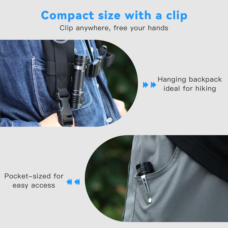 sofirn SC18 Rechargeable Flashlight 1800 High Lumens, Super Bright EDC Pocket Light with USB-C Charging, IP68 Waterproof Handheld Flashlight for Camping, Hiking, Dog Walking & Emergency - Image 4