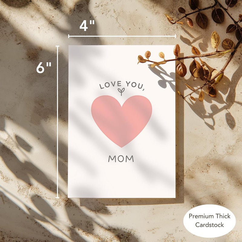 Paper Play Mother's Day Card - Elegant Mothers Day Card with Envelope, Embossed Heart Design Greeting Card 4 x 6 Inches Card for Mom from Daughter Son - Image 3