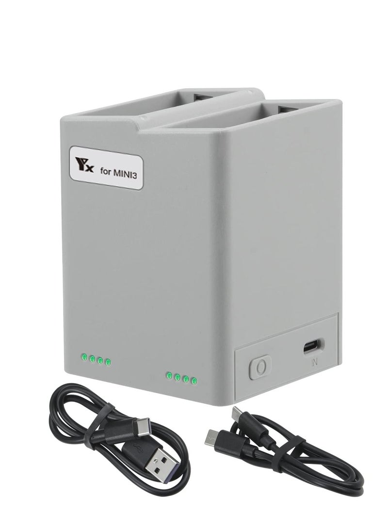 Excefore For Mini 3 Pro Drone Battery Charger, Two-Way Quick Charging Hub for Mini 3 Pro, Portable USB Charger, Compatible with DJI Mini 3 / Mini 3 Pro RC Quadcopter, Support PD, QC3.0 Fast Charging  - Image 1