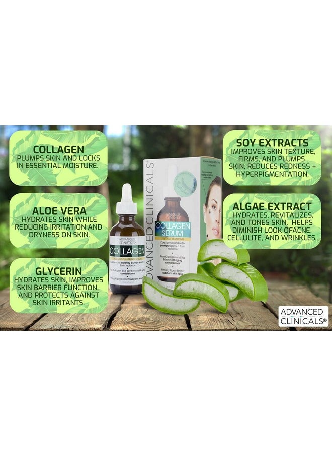 Advanced Clinicals Collagen Serum For Face Collagen Face Serum For Skin Tightening Helps Lift Plump & Firm Sagging Skin Serums For Skin Care Anti Wrinkle Boost Fragrance Free 1.75 Fl Oz 2Pc  - Image 2