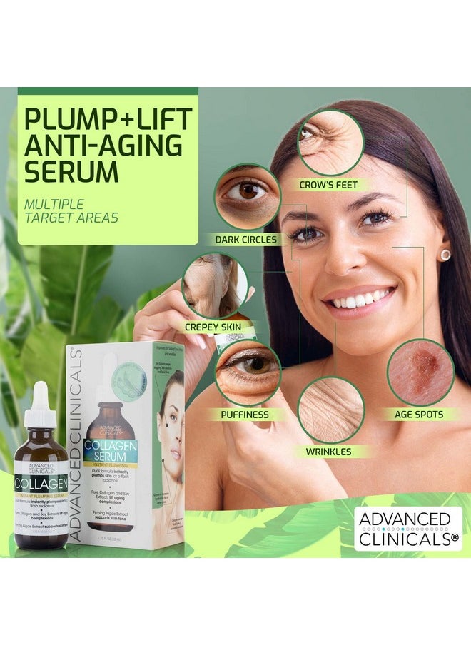 Advanced Clinicals Collagen Serum For Face Collagen Face Serum For Skin Tightening Helps Lift Plump & Firm Sagging Skin Serums For Skin Care Anti Wrinkle Boost Fragrance Free 1.75 Fl Oz 2Pc  - Image 4