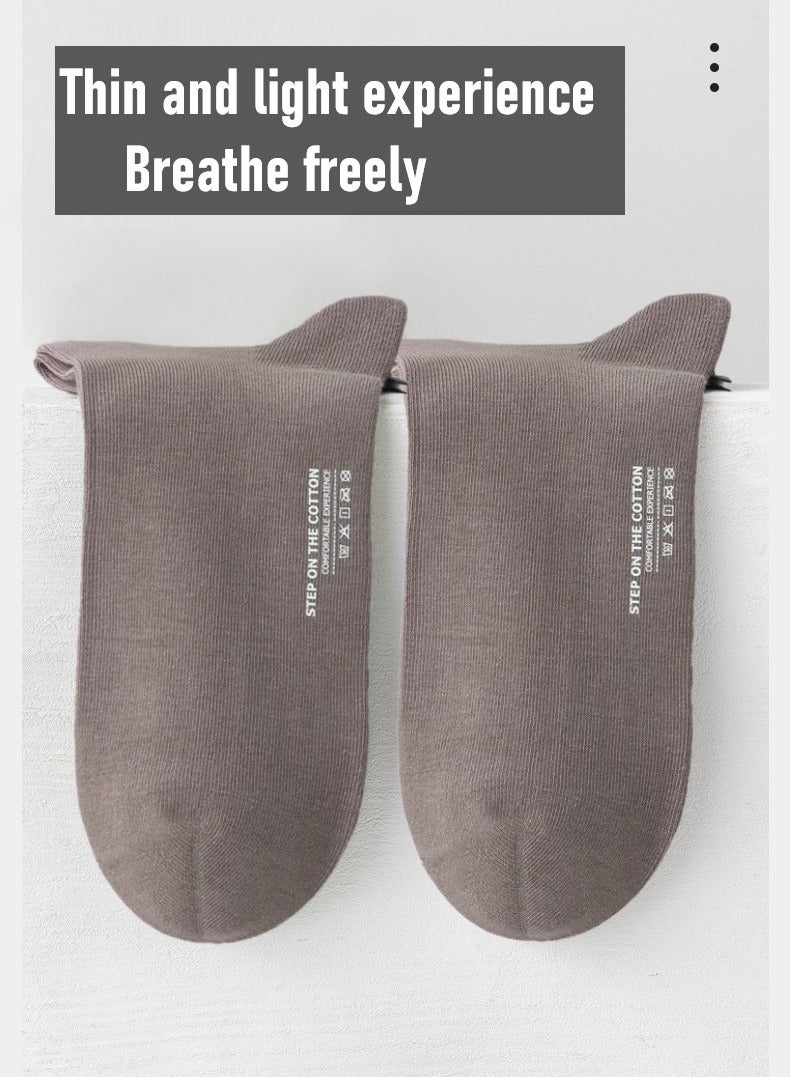 RATSAW 3 Pack Socks Cotton Dress Socks Mens Calf Socks for Business Breathable Soft Athletic Casual Socks Comfort Fit Breathable Sweat Absorptive Odor Resistant Brown  - Image 3