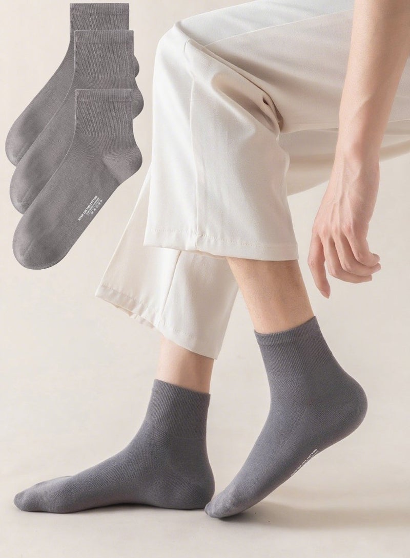 RATSAW 3 Pack Socks Cotton Dress Socks Mens Calf Socks for Business Breathable Soft Athletic Casual Socks Comfort Fit Breathable Sweat Absorptive Odor Resistant Brown  - Image 1