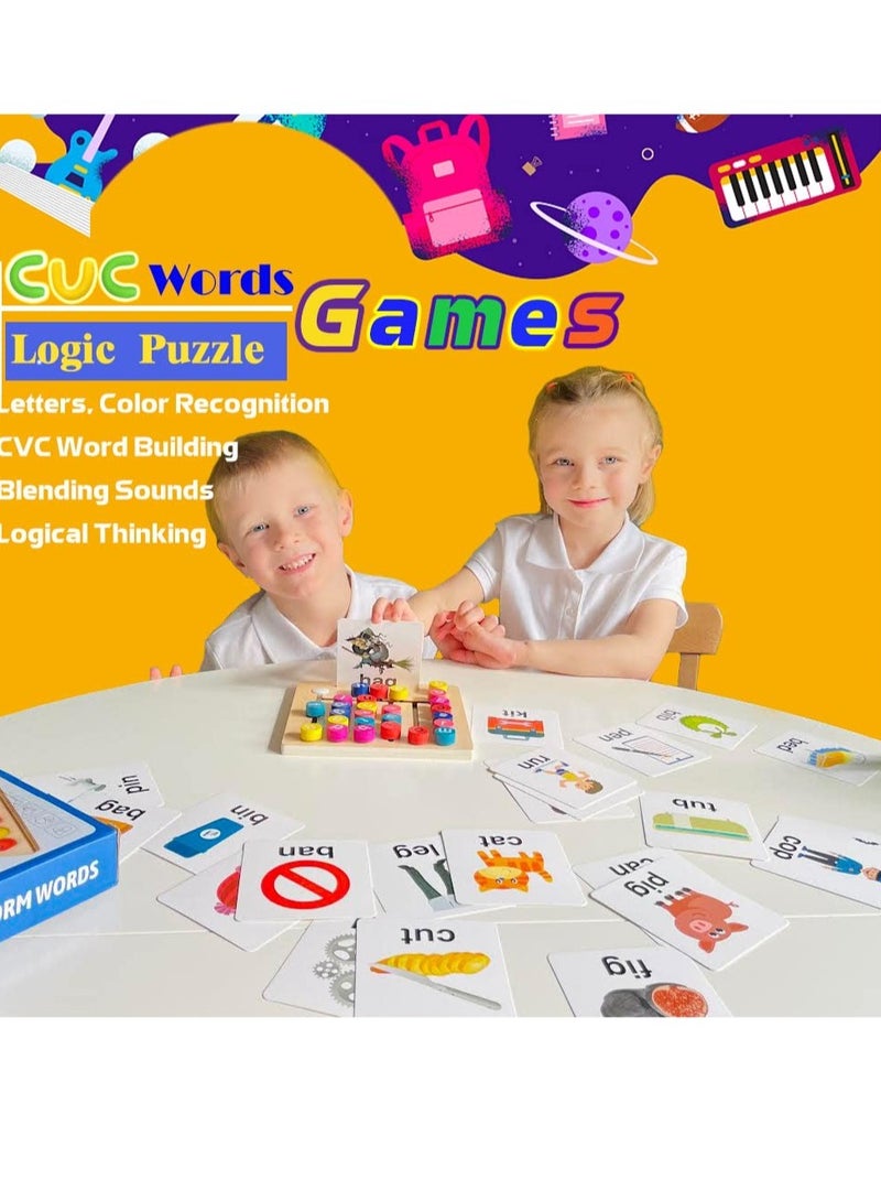 Excefore Montessori Toys for Toddlers ,Puzzle Building Blocks CVC Sight Words Game, Alphabet Learning Toy for Preschool Boys Girls - Image 2