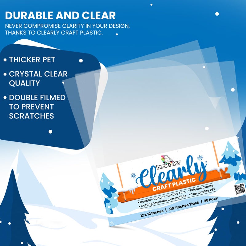 Bearly Art Clearly Craft Plastic - Crystal Clear Acetate Sheets for Crafts 12x12 - .007" - BPA Free - Compatible with Cricut and More - 25 Pack - Image 3