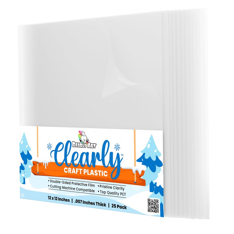 Bearly Art Clearly Craft Plastic - Crystal Clear Acetate Sheets for Crafts 12x12 - .007" - BPA Free - Compatible with Cricut and More - 25 Pack - Image 2