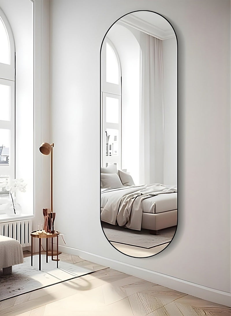 تايمي مرآة حائط 120×80 سم بإطار معدني أسود -  مرآة مكياج مثبتة علي الحائط بتصميم عصري، مرآة للحمام وغرفة النوم وغرفة الملابس ومدخل المنزل - Image 5