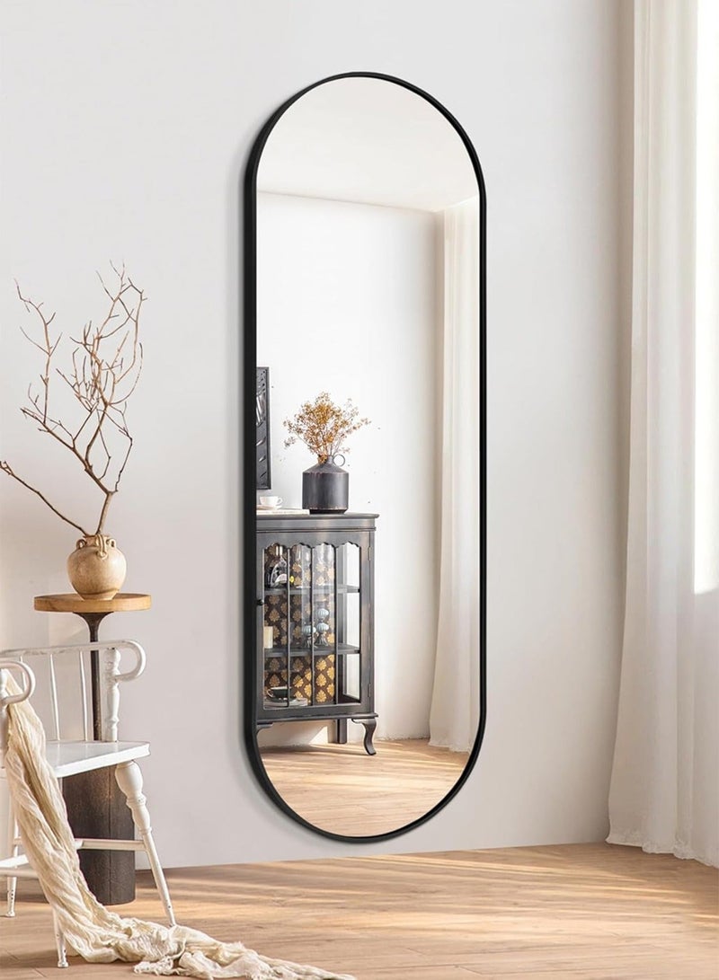 تايمي مرآة حائط 120×80 سم بإطار معدني أسود -  مرآة مكياج مثبتة علي الحائط بتصميم عصري، مرآة للحمام وغرفة النوم وغرفة الملابس ومدخل المنزل - Image 4