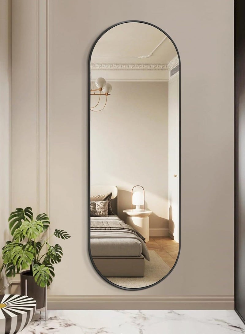 تايمي مرآة حائط 120×80 سم بإطار معدني أسود -  مرآة مكياج مثبتة علي الحائط بتصميم عصري، مرآة للحمام وغرفة النوم وغرفة الملابس ومدخل المنزل - Image 3