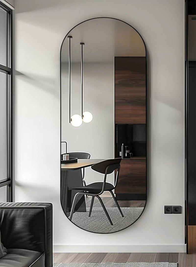 تايمي مرآة حائط 120×80 سم بإطار معدني أسود -  مرآة مكياج مثبتة علي الحائط بتصميم عصري، مرآة للحمام وغرفة النوم وغرفة الملابس ومدخل المنزل - Image 2