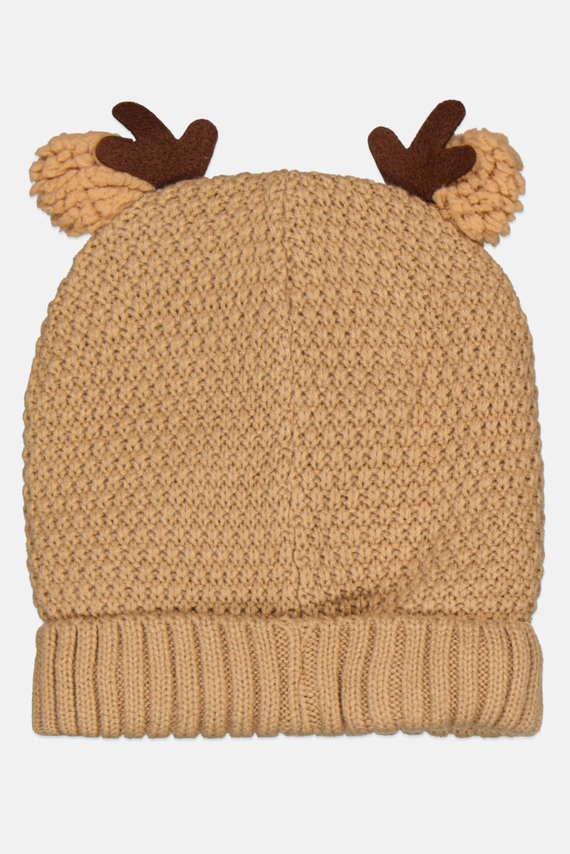 Cool Club Kids Boy Embroidered Beanie, Brown - Image 2