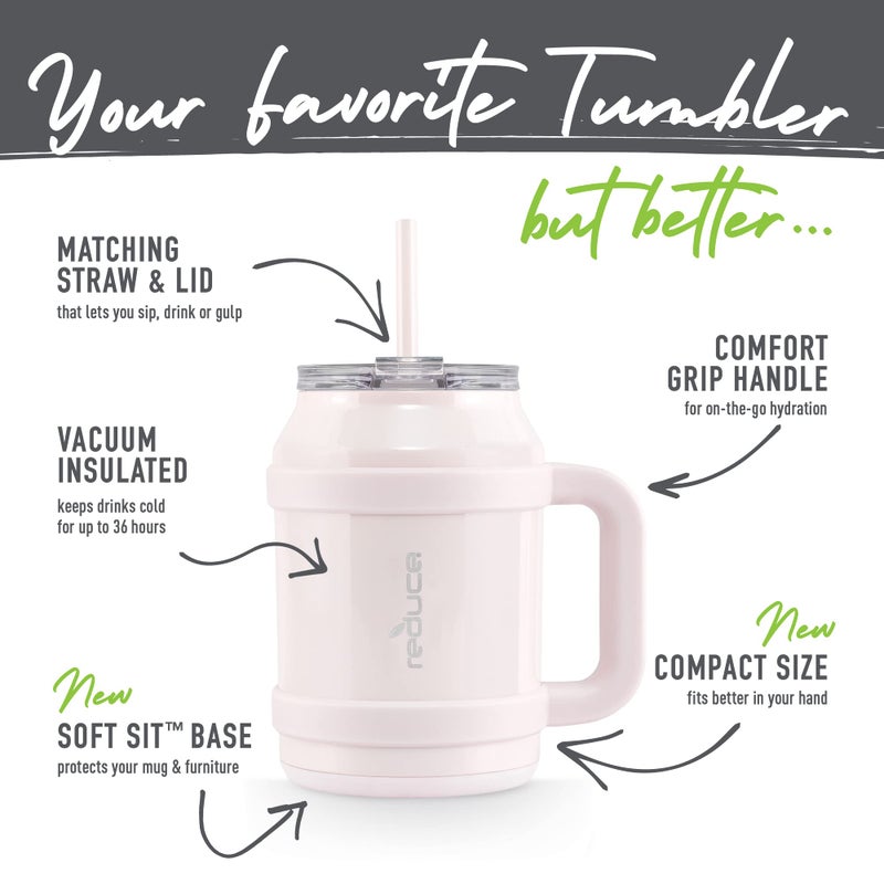 REDUCE Cold1 50 oz Reusable Mug Tumbler with Handle - Insulated Stainless Steel Water Bottle for Home  Office and Gym; Straw or Leakproof Flip Lid  Keeps Drinks Ice Cold All Day - Gloss Dark Web - Image 3